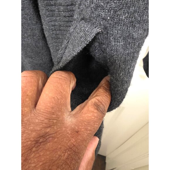 Ellen Tracy Women's Open Front Long Cardigan Wool Blend Leather Accent & Pockets - Picture 5 of 11